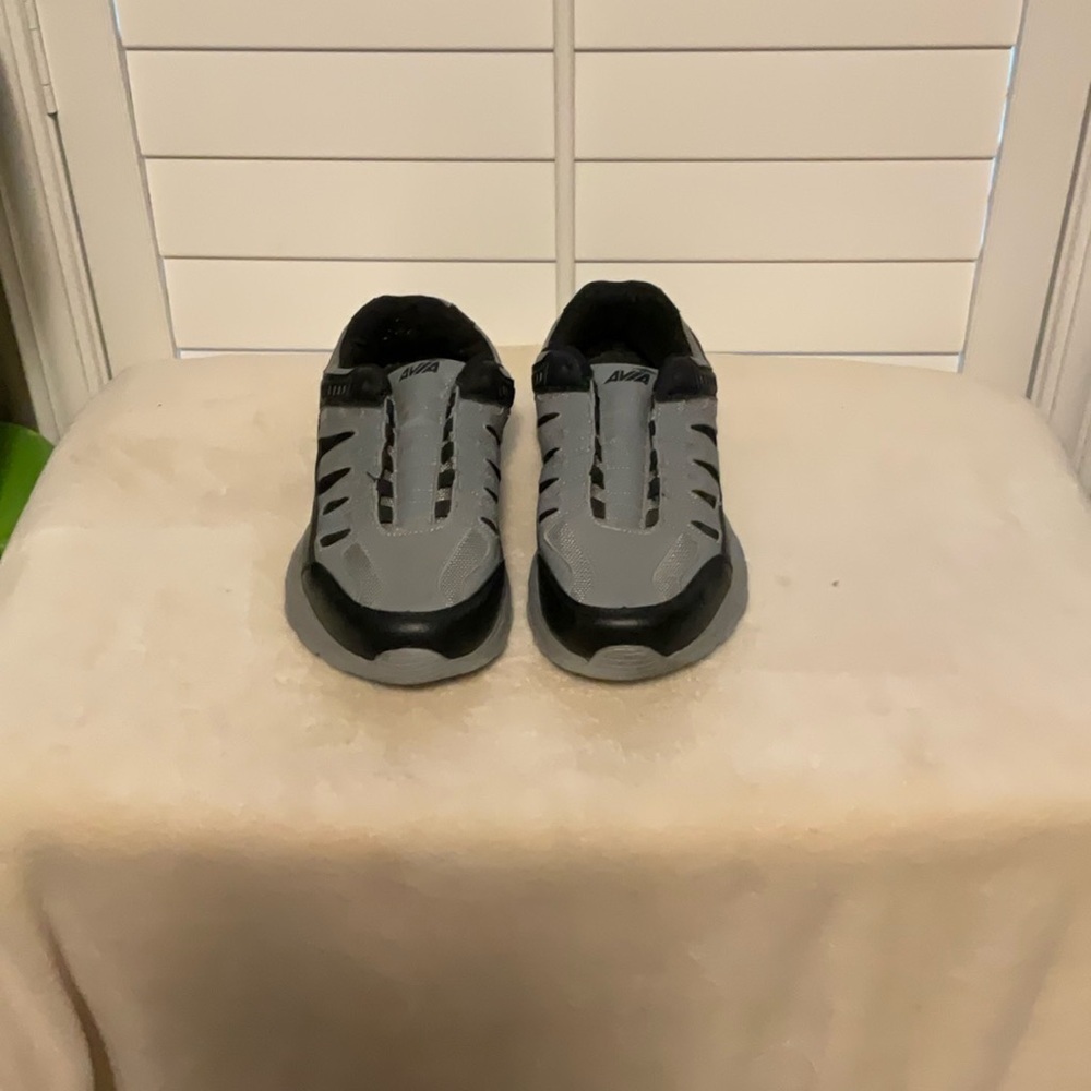 Avia Black and Gray Slip-On Sneakers with Mesh Panels